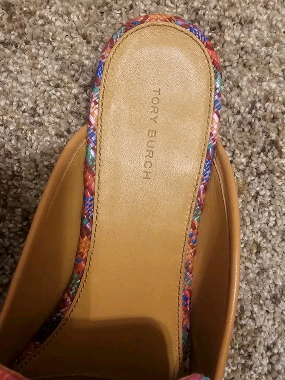 Tory Burch Leather Mini Benton Multi Plaid Loafer w/Gold Charm 10.5-Retail $299